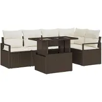 vidaXL Tuinbank Set 6 st 5-Aantal zitplaatsen Bruin en Crème