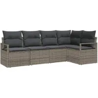 vidaXL Tuinbank Set 5 st Grijs poly rattan