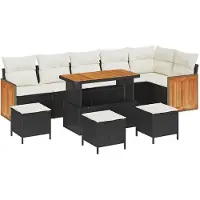vidaXL Tuinbank Set 12 st 8-Aantal zitplaatsen Zwart en Crème