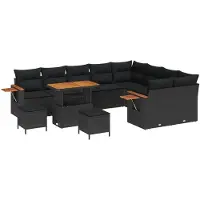 vidaXL Tuinbank Set 13 st 9-Aantal zitplaatsen Zwart poly rattan