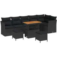 vidaXL Tuinbank Set 9 st 6-Aantal zitplaatsen Zwart
