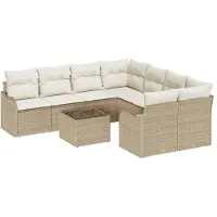vidaXL Tuinbank Set 9 st 8-Aantal zitplaatsen Beige en Crème
