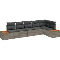 vidaXL Tuinbank Set 6 st Grijs Poly rattan