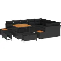 vidaXL Tuinbank Set 12 st 11-Aantal zitplaatsen Zwart Poly rattan