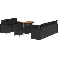vidaXL Tuinbank Set 10 st 7-Aantal zitplaatsen Zwart poly rattan