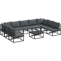 vidaXL Tuinbank Set 10 st Zwart Aluminium