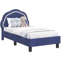 vidaXL Peuterbedframe met hoofdboard Politieblauw 70 x 140 cm Fluweel