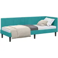 vidaXL Hoek Bed Frame met hoofdeinde Turquoise 80 cm x 200 cm Fluweel