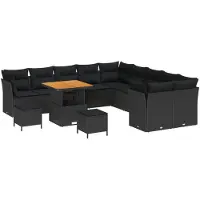 vidaXL Tuinbank Set 13 st Zwart poly rattan