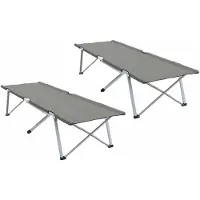 vidaXL Opvouwbaar Campingbed 2 pcs Grijs 194 x 62,5 x 42,5 cm