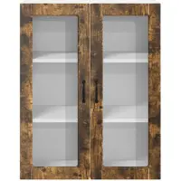 vidaXL Wandglas Kasten LUCCA Gerookt eiken 80 x 31 x 100 cm