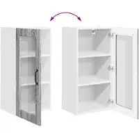vidaXL Wandglas Kasten LUCCA Grijs sonoma 40 x 31 x 80 cm Bewerkt hout