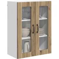 vidaXL Wandglas Kasten LUCCA Artisanaal eiken 60 x 31 x 80 cm