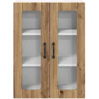 vidaXL Wandkast met glazen deuren, model LUCCA, artisan eikenhout, 60 x 31 x 80 cm