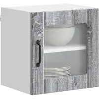 vidaXL Wandglas Kasten LUCCA 2 st Grijs sonoma Bewerkt hout