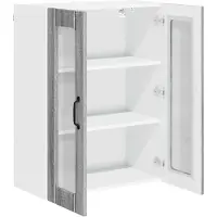 vidaXL Wandglas Kasten LUCCA Grijs sonoma 60 x 31 x 80 cm Bewerkt hout