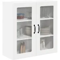 vidaXL Wandglas Kasten LUCCA Wit 80 x 31 x 80 cm Bewerkt hout