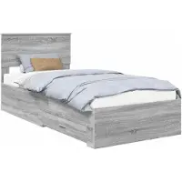 vidaXL Bedframe met lade Grijs Sonoma 90 x 190 cm Bewerkt hout