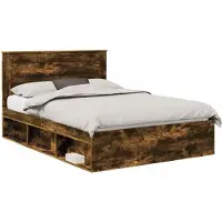vidaXL Bedframe Rook Eiken 140 x 200 cm Massief grenenhout