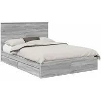 vidaXL Opbergbed met lade Grijs Sonoma 140 x 200 cm Bewerkt hout