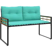 vidaXL Houten Laagbank 114 x 55 x 77 cm Turquoise Rechthoekig