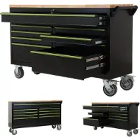 TRUTZHOLM Werkstattwagen Star XXL 163 x 97 cm Arbeitsplatte Gummibaumholz 9 Schubladen kugelgelagert Werkbank