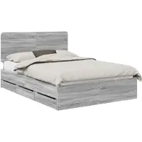 vidaXL Bedframe met lade Grijs Sonoma 160 x 200 cm Ingenieurshout