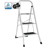 Baumarktplus TRUTZHOLM Opvouwbare Trapladder 3 Treden Wit - TÜV/GS 150kg Huishoudtrap - Heavy Duty Trapje met Antisliptreden Keukentrap