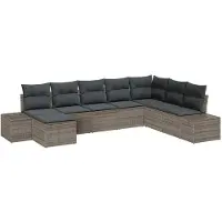 vidaXL Tuinbank Set 8 st Grijs poly rattan