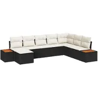 vidaXL Tuinbank Set 9 st 8-Aantal zitplaatsen Zwart en Crème