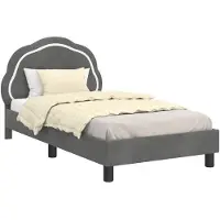 vidaXL Kinderen bedframe met hoofdboard Donkergrijs 80 x 160 cm
