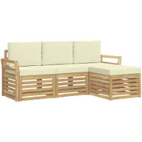 vidaXL Buitenloungeset, 4-delig, wit en crème, polyester