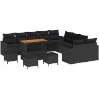 vidaXL Tuinbank Set 18 st 11-Aantal zitplaatsen Zwart poly rattan