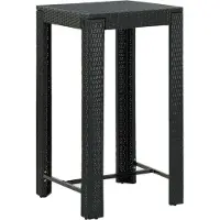 The Living Store De Living Store tuintafel met barfunctie, zwart, 60,5 x 60,5 x 110,5 cm, gemaakt van polyrotan