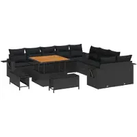 vidaXL Tuinbank Set 13 st Zwart poly rattan