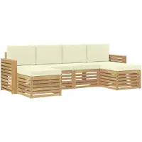 vidaXL Buiten bank set 6 st Wit en crèmekleurig Polyester