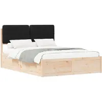 vidaXL - Bedframe - met - Gevoerde - Hoofdbord - Zwart - 160 - x - 200 - cm