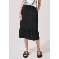 Street One Studio Street One Dames Midi-rok met volant en elastische tailleband - Zwart - 32