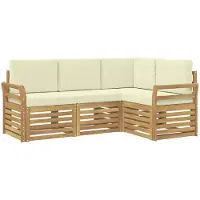 vidaXL Buitenloungeset, 4-delig, wit en crème, polyester
