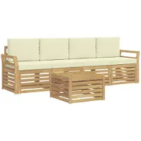 vidaXL Tuinset met 5 zitplaatsen, wit en crème, polyester