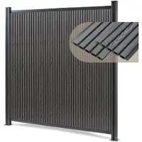 Neu.holz WPC schutting Grassano uitbreidingsset met 2 palen 185x180 cm grijs en antracietgrijs