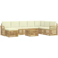 vidaXL Buiten bank set 9 st Wit en crèmekleurig Polyester