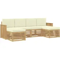 vidaXL Buiten bank set 6 st Wit en crèmekleurig Polyester