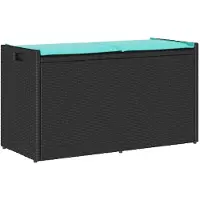 vidaXL Opbergbank met kussen voor buiten 100 cm poly rattan zwart