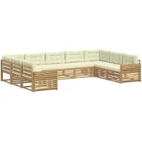 vidaXL Tuinset met 9 delen, wit en crème, massief acaciahout
