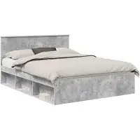 vidaXL Bedframe Betonnen Grijs 150 x 200 cm Massief grenenhout