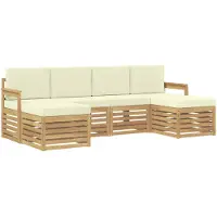 vidaXL Buiten bank set 6 st Wit en crèmekleurig Polyester