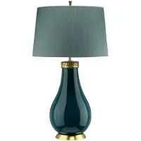 Elstead Lighting LED Tafellamp Havering | 1X E27 Max 60W | Azure-Turquoise & Aged Brass