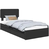 vidaXL Opbergbed met lade met opslag Zwart 75 x 190 cm Bewerkt hout