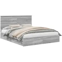 vidaXL Opbergbed met lade Grijs Sonoma 160 x 200 cm Bewerkt hout